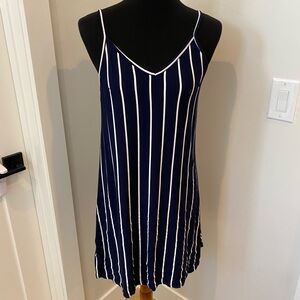 Blue and White Sleeveless Mini Sundress